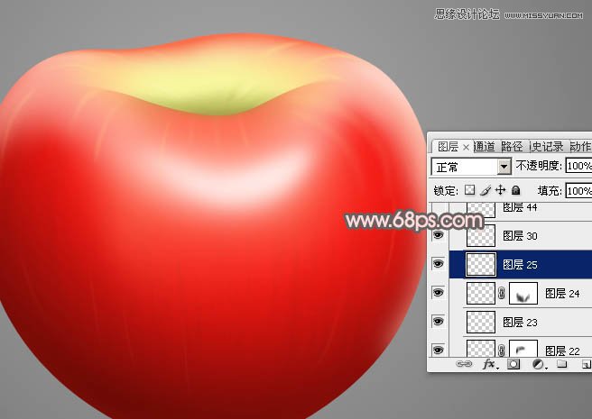 Photoshop绘制逼真的红苹果效果图,PS教程,图老师教程网