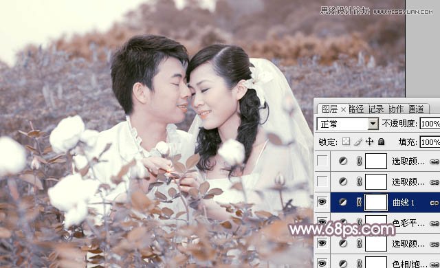 Photoshop调出花丛中甜蜜情侣柔美日系效果,PS教程,图老师教程网