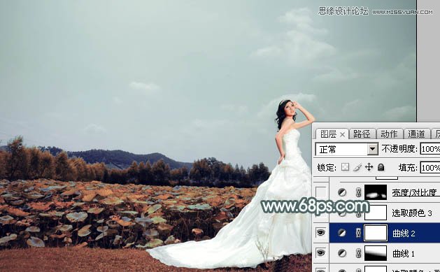 Photoshop调出外景婚片古典冷色效果,PS教程,图老师教程网