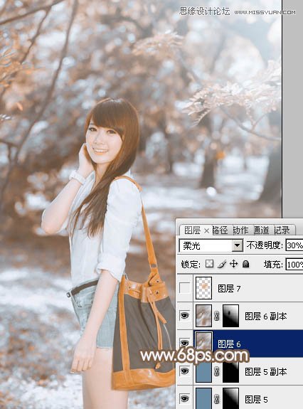 Photoshop调出公园美女通透的淡黄色调,PS教程,图老师教程网