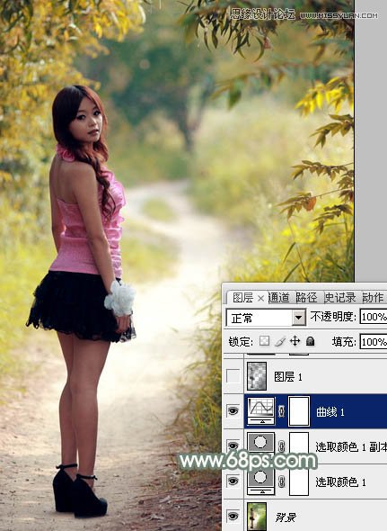 Photoshop调出树下女孩秋季淡雅效果,PS教程,图老师教程网