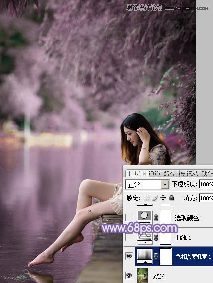 Photoshop调出河边女孩唯美的紫色效果,PS教程,图老师教程网