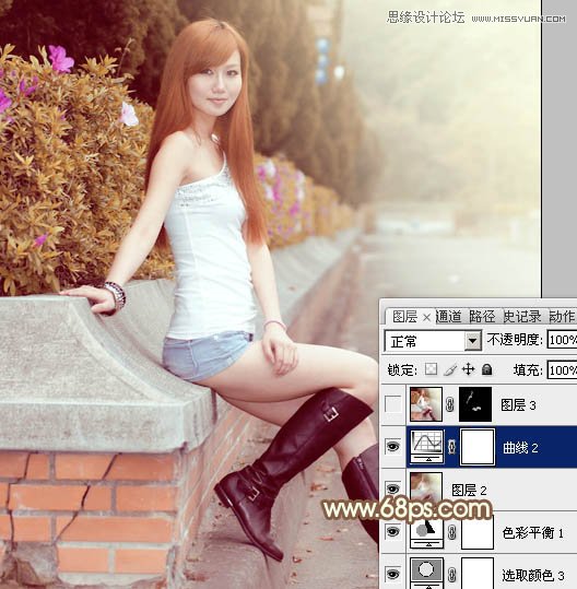 Photoshop调出路边模特淡淡的暖色效果,PS教程,图老师教程网