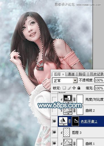 Photoshop调出林下美女唯美的蓝色效果,PS教程,图老师教程网