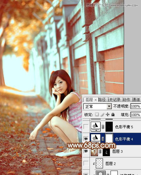 Photoshop制作围墙边女孩甜美的橙色调,PS教程,图老师教程网