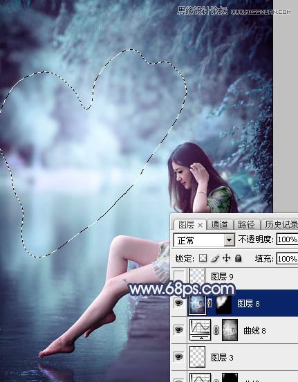 Photoshop调出河边美女照片梦幻蓝色调效果,PS教程,图老师教程网