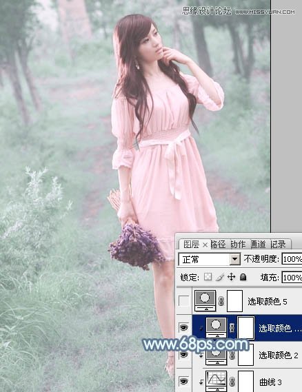 Photoshop调出公园女孩唯美青色效果,PS教程,图老师教程网