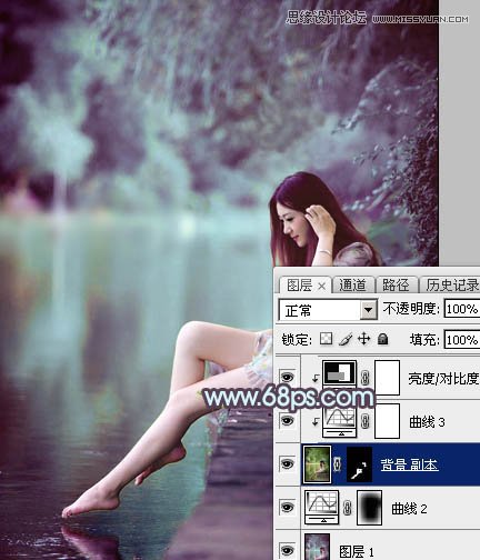 Photoshop调出河边美女照片梦幻紫色效果,PS教程,图老师教程网