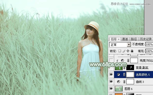 Photoshop调出芦苇丛中女孩冷色效果,PS教程,图老师教程网