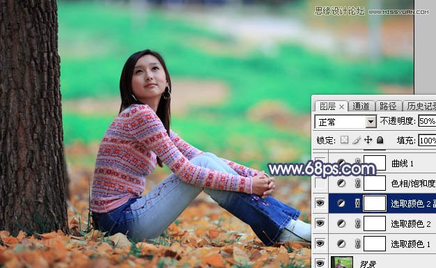 Photoshop调出树下女孩甜美的暖色调,PS教程,图老师教程网