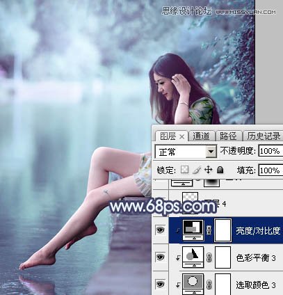 Photoshop调出河边美女照片梦幻蓝色调效果,PS教程,图老师教程网