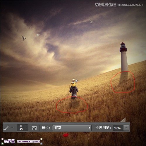 Photoshop合成灯塔下的父子情节,PS教程,图老师教程网