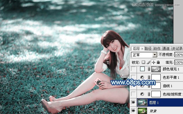 Photoshop使用通道调出草地女孩梦幻紫色调,PS教程,图老师教程网