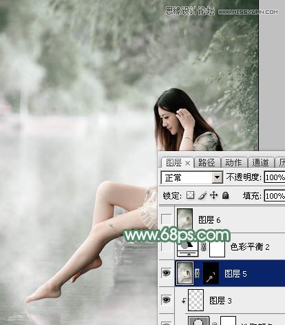 Photoshop调出河边美女唯美青色效果,PS教程,图老师教程网