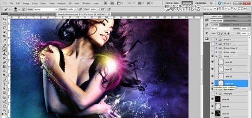 Photoshop设计绚丽光效装饰的美女海报,PS教程,图老师教程网