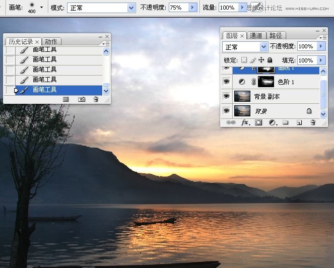 Photoshop加强日出风景照片的色彩,PS教程,图老师教程网