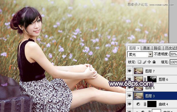 Photoshop调出春季花园美女淡淡冷色效果,PS教程,图老师教程网