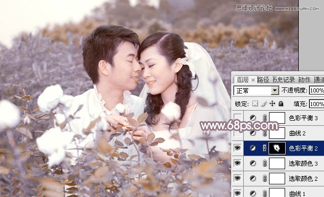 Photoshop调出花丛中甜蜜情侣柔美日系效果,PS教程,图老师教程网