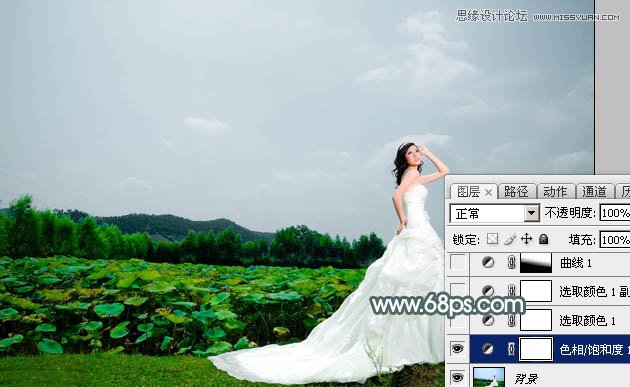 Photoshop调出外景婚片古典冷色效果,PS教程,图老师教程网