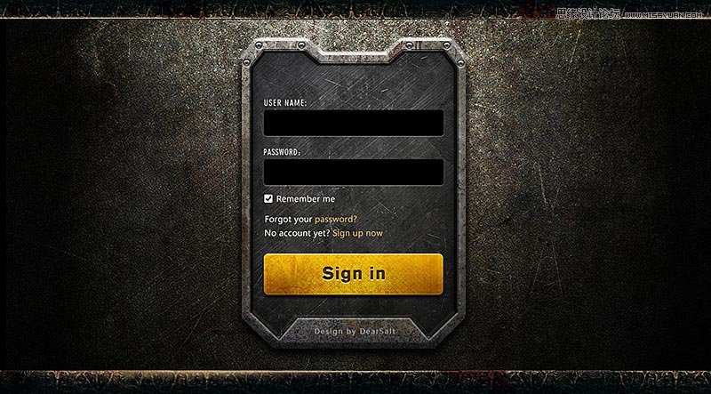Photoshop制作颓废质感的游戏登陆框,PS教程,图老师教程网