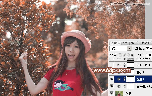 Photoshop调出春季女孩绚丽的红色效果,PS教程,图老师教程网