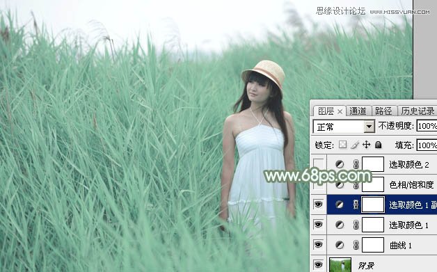 Photoshop调出芦苇丛中女孩冷色效果,PS教程,图老师教程网