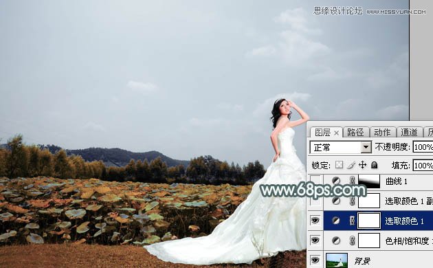 Photoshop调出外景婚片古典冷色效果,PS教程,图老师教程网