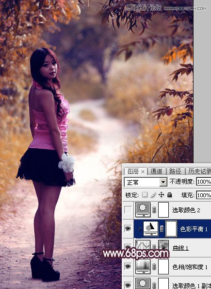 Photoshop调出春季外景女孩梦幻紫色调,PS教程,图老师教程网