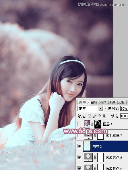 Photoshop调出春季外景美女梦幻紫色调,PS教程,图老师教程网