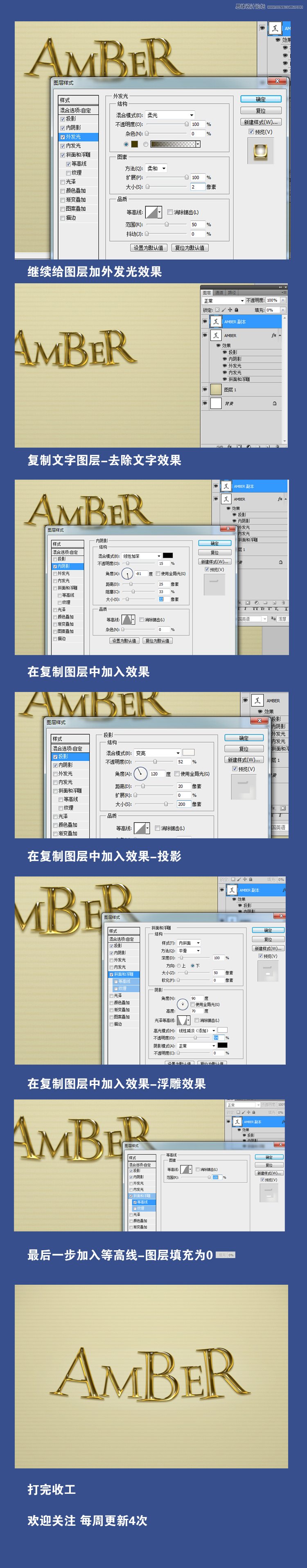 Photoshop制作黄金质感的立体艺术字,PS教程,图老师教程网