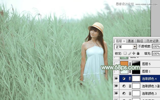 Photoshop调出芦苇丛中女孩冷色效果,PS教程,图老师教程网