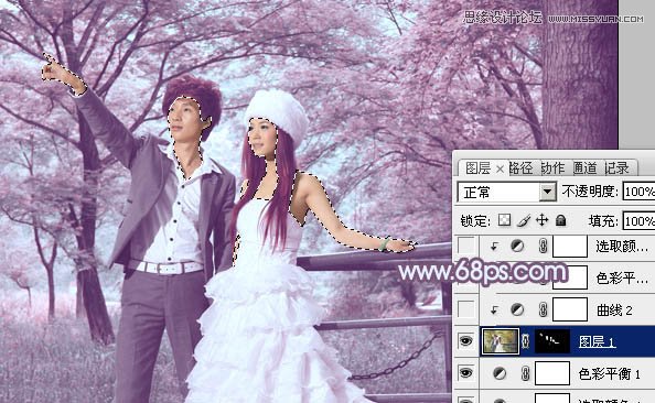 Photoshop调出婚纱照片梦幻紫色效果,PS教程,图老师教程网