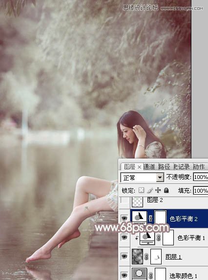 Photoshop调出河边美女惊艳的冷色效果,PS教程,图老师教程网
