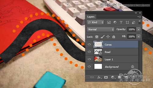 Photoshop CS6设计桌面上的创意跑道,PS教程,图老师教程网