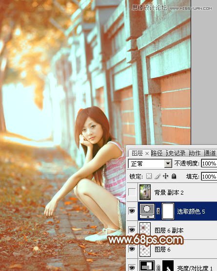 Photoshop制作围墙边女孩甜美的橙色调,PS教程,图老师教程网