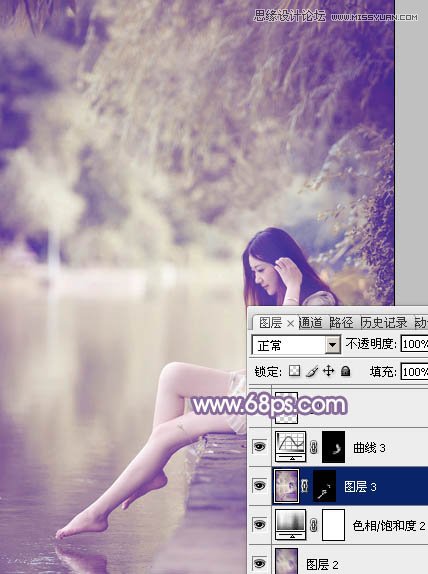Photoshop调出河边美女梦幻紫色风格,PS教程,图老师教程网