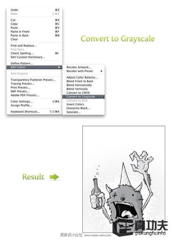 Illustrator中四种把彩色图像转化为灰度的方法,PS教程,图老师教程网