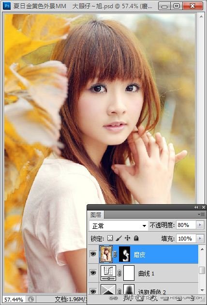 Photoshop调出夏日美女金黄色调,PS教程,图老师教程网