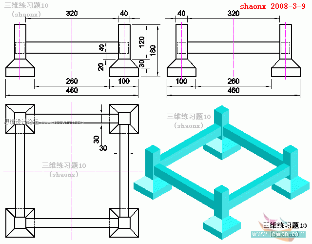 AutoCAD教程：倒角,面拉升,阵列详解,PS教程,图老师教程网