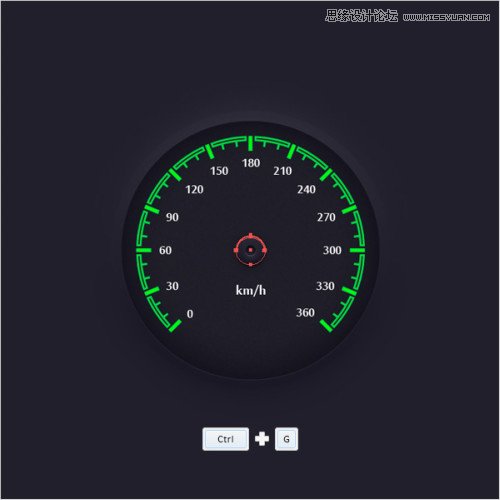 Illustrator绘制逼真的汽车速度仪表盘效果,PS教程,图老师教程网
