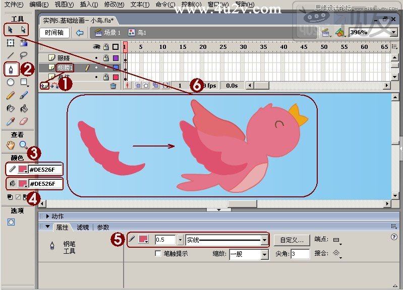 Flash教程：制作卡通风格的飞舞小鸟,PS教程,图老师教程网
