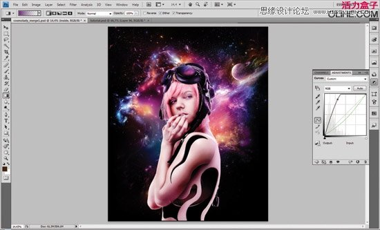 Photoshop创建星云背景美女效果,PS教程,图老师教程网