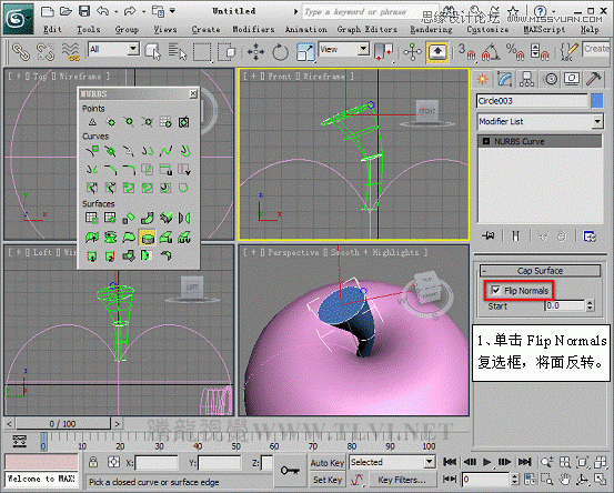 3D MAX使用NURBS方法给贪吃虫建模,PS教程,图老师教程网