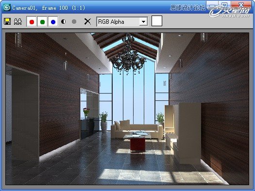 3ds Max制作接待厅阳光表现效果图,PS教程,图老师教程网