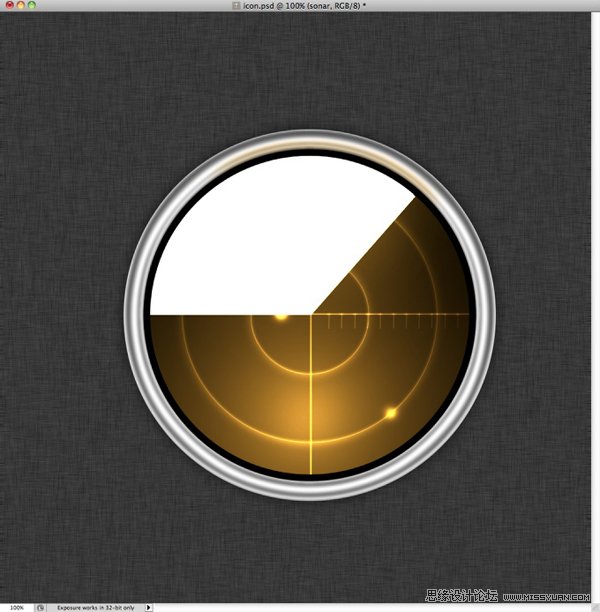Photoshop绘制MAC风格的雷达图标,PS教程,图老师教程网