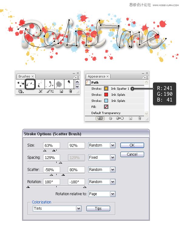 Illustrator制作喷溅效果的艺术字教程,PS教程,图老师教程网