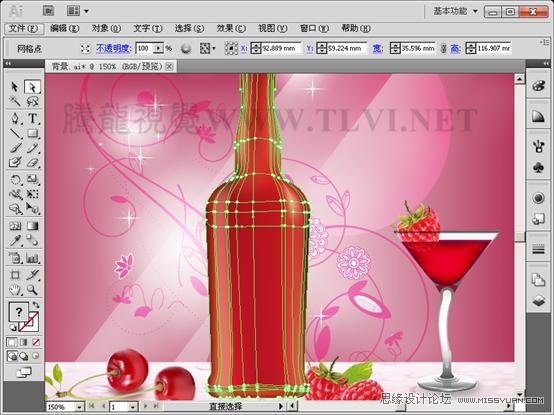 Illustrator CS5教程：使用网格填充设计海报效果,PS教程,图老师教程网