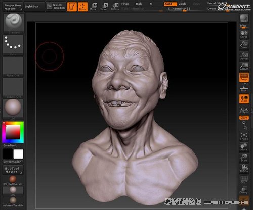 ZBrush教程：夸张写实人头《爆牙》雕刻,PS教程,图老师教程网