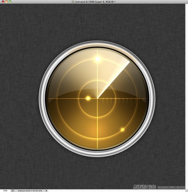Photoshop绘制MAC风格的雷达图标,PS教程,图老师教程网