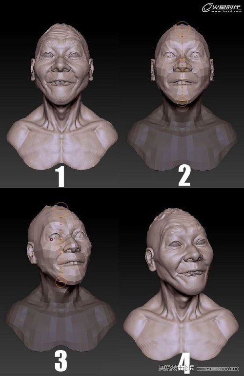 ZBrush教程：夸张写实人头《爆牙》雕刻,PS教程,图老师教程网